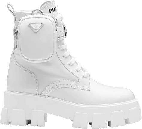 white prada boots|Prada combat boots with pouch.